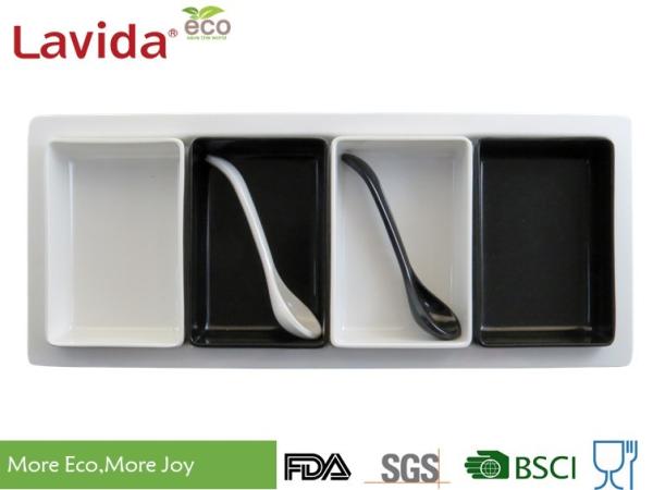 BPA Free Non - Toxic Melamine Dinner Trays Dishwasher Safe With Removable Bowl / Spoon
