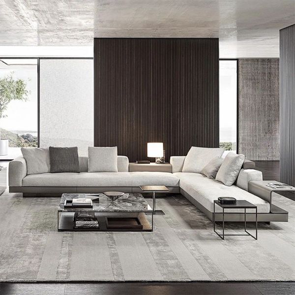 Italy Design Genuine Leather Living Room White Simple Design Modern Sofa Set L Shaped Leather White Sectional Sofa