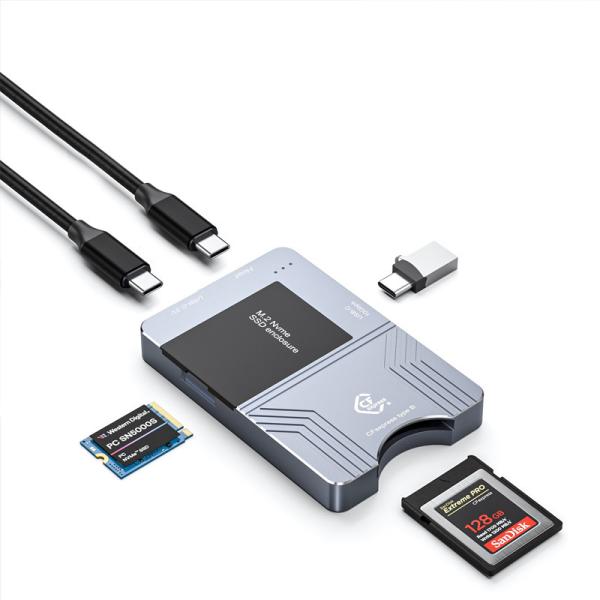 Lecteur de cartes CFexpress TYPE B et XQD avec boîtier SSD M.2 NVMe USB3.2 Gen2 USB C