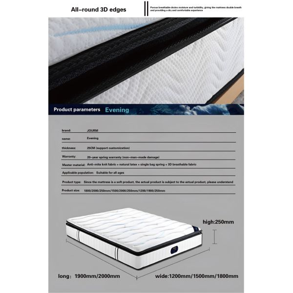 Natural Home Bedroom Massage Nine-zone Independent Spring Mattress with Modern Design