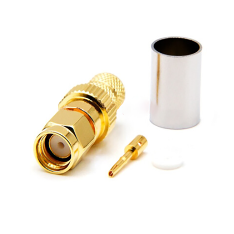 Gold-plated Brass SMA Connector 50 Ohm RF Coaxial Connector DC-6GHz for High-Frequency Applications