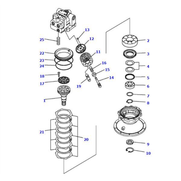 Komatsu PC300-7 PC360-7 Excavator Seal Kit 7067K01011 Swing Motor Seal Kit