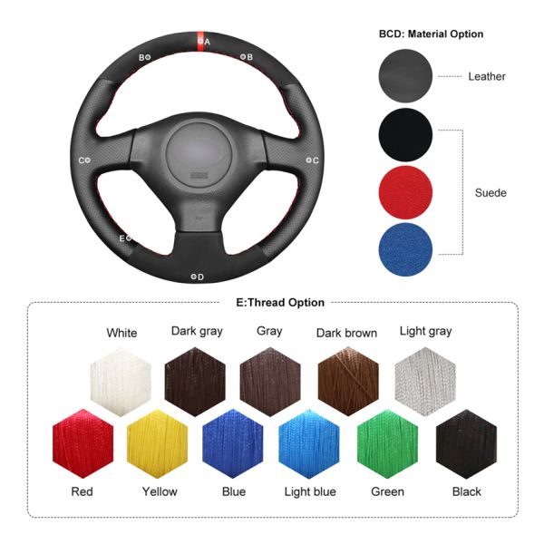 MEWANT Auto Accessories Car Interior For Subaru Impreza WRX STI 2004 Leather Suede Steering Wheel Cover Red Strip Wholesale