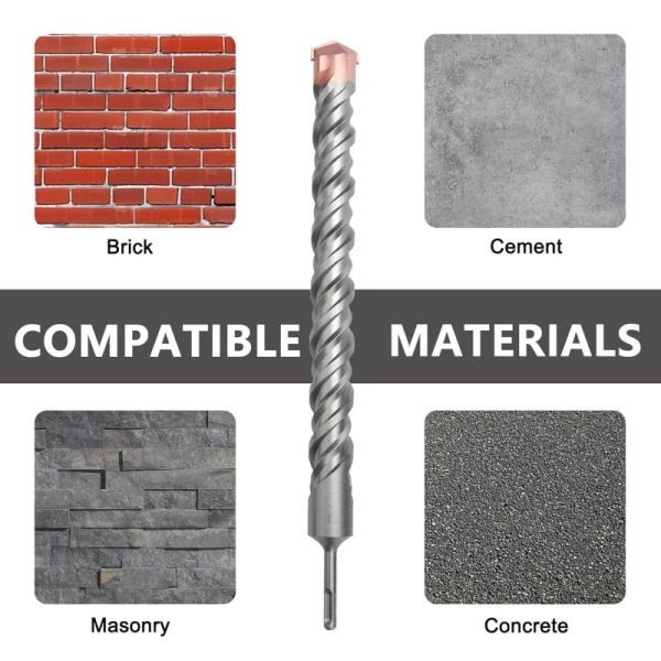 Bricks Walls SDS Masonry Hammer Drills Bit Milled Single Flute