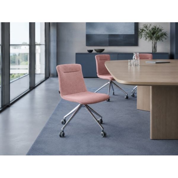 Swivel Upholstered Meeting Room Chair With Polished Aluminum Base For Office