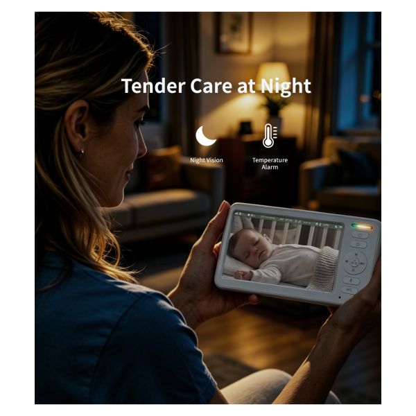 HD Baby Monitor High Definition Infant Monitor Offering Temperature Monitoring Built-in Room Temperature Sensor for Infant Care Monitoring