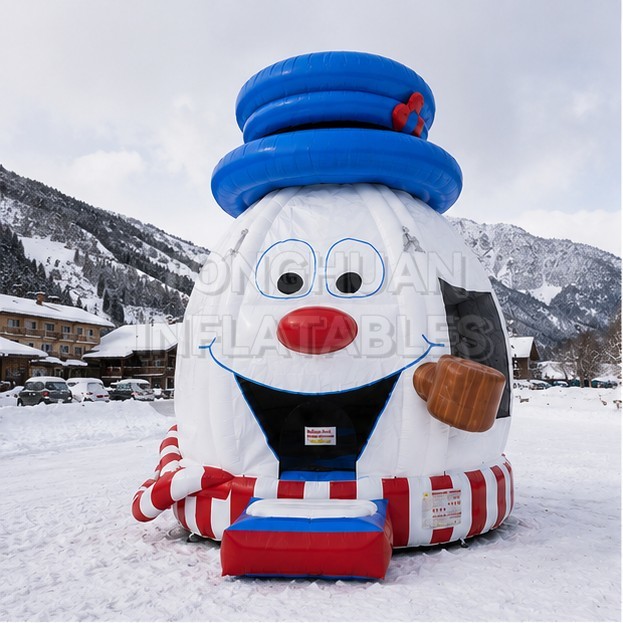 Premium Christmas Inflatable Bouncy Castle with Giant Snowman Design for Schools Shopping Malls Holiday Events and Party Rentals