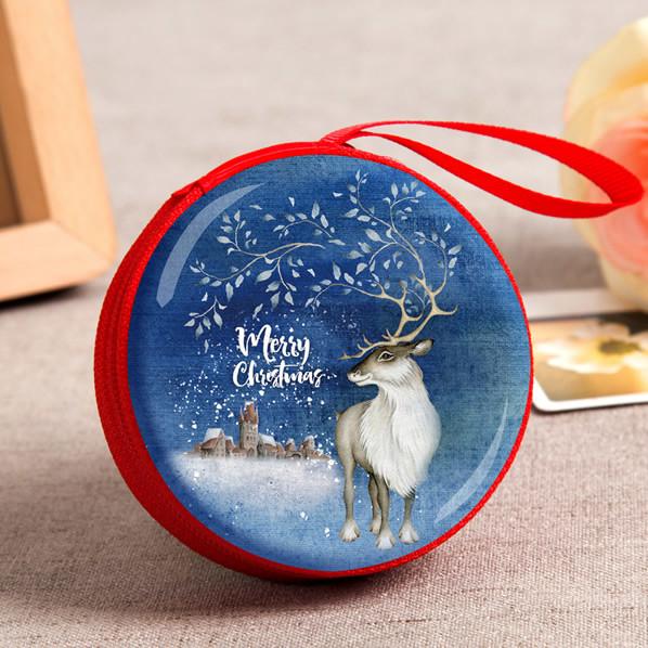 2018 Christmas promotional gifts zipper closure round tin wallet small mini metal tinplate coin box Promotional items