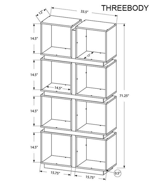 Modular Home Modern Office Furniture 71 Inch Dark Taupe Reclaimed Look Bookcase