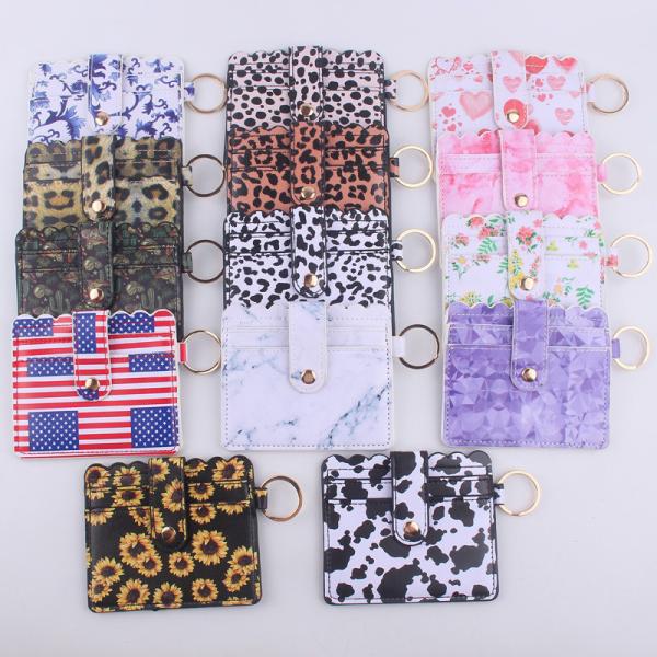 Luxury Women's PU Leather Business Card Holder with Keychain and ID Credit Card Slots