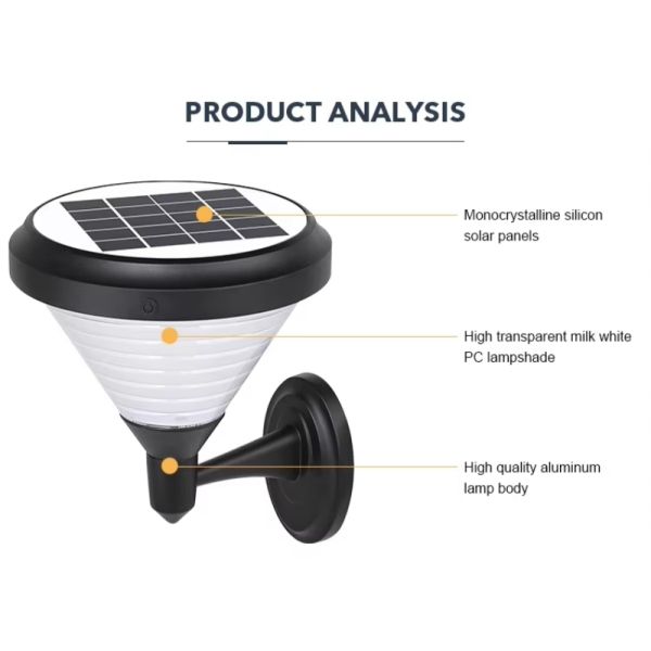High brightness Solar LED Wall Light for Outdoor Garden Pathway Lighting