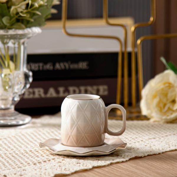 Porcelana Árabe Conjunto Taças de Café Turco de 6 Luxo Taças de Espresso Rosa e Prato