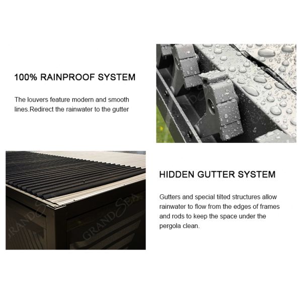 Luxury Patio Automatic Smart Cover Louver Roof System Waterproof Garden Aluminium Outdoor Motorized Pergolas