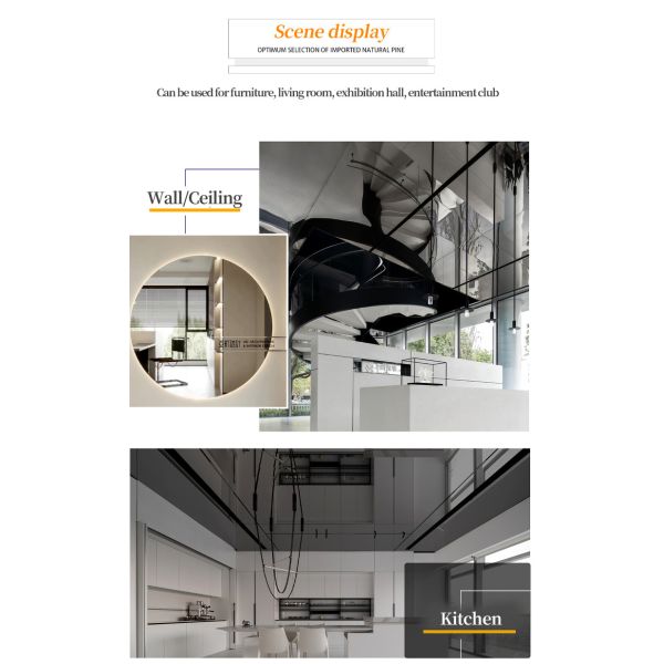 Hotel Light Luxury PET Decorative Bamboo Charcoal Wood Veneer Mirror Wall Panel