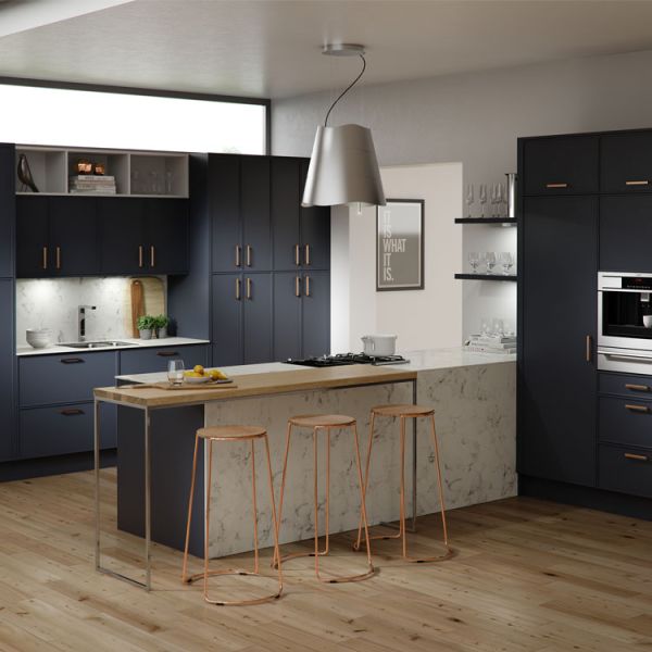 Metal Laminate Glossy Stone Kitchen Cabinets