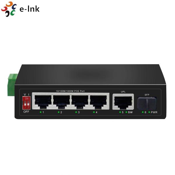 Industrial DC48V 4 Port PoE Switch SFP 250m Transmission Distance