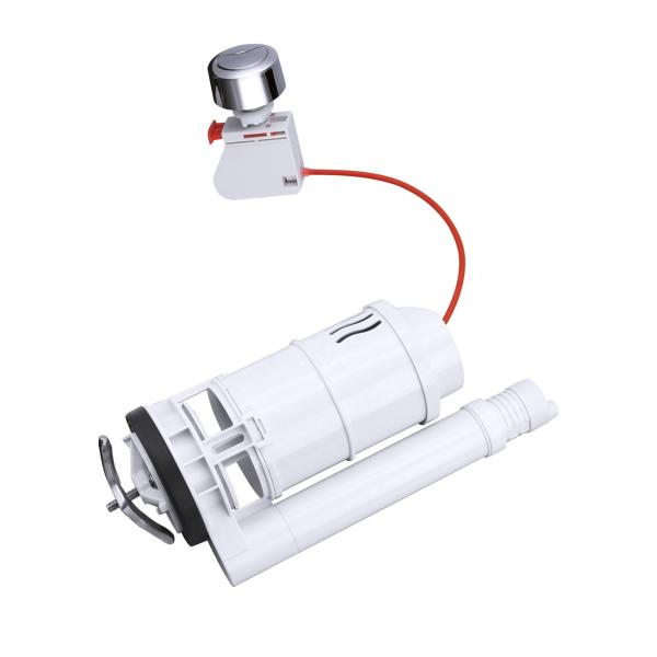 Two-Piece Double-Flush Cable Toilet Valve With Top And Side Buttons, Made Of ABS Material, For Bathroom Cistern Replacement Kit.