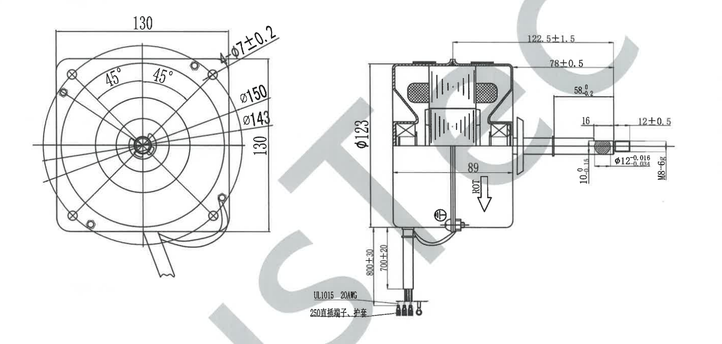 Двигатель переменного тока TrusTec — двигатель вентилятора кондиционера мощностью 80 Вт, 900 об/мин