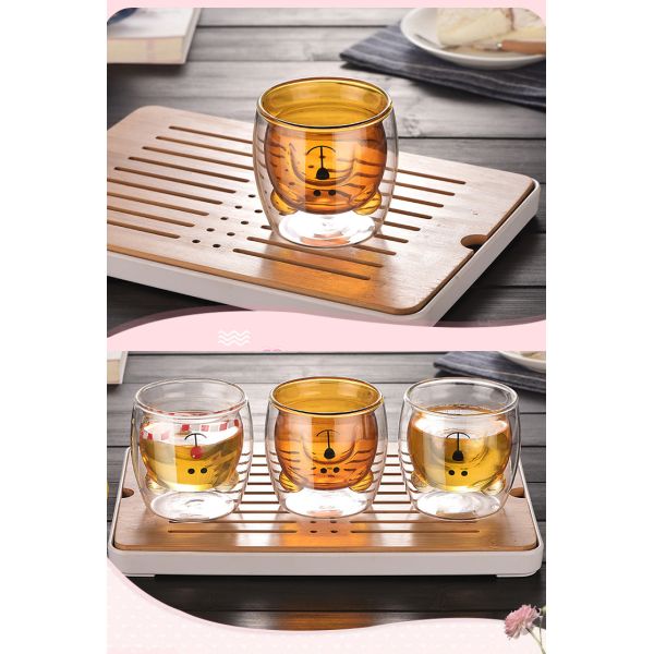 кружки кофе сильной двойной стены 7оз стеклянные, чашки Эко дружелюбные милые выпивая