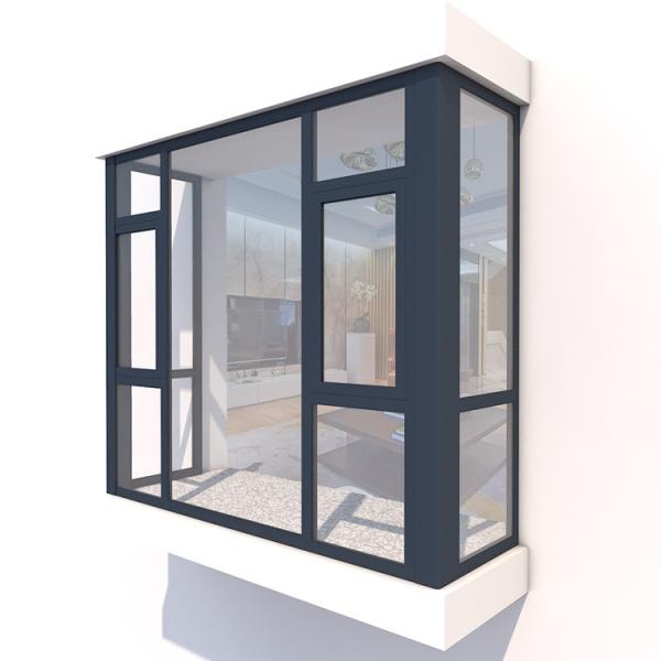 Quarto de cama de vidro francês de perfil de alumínio janelas com opções de design de cortina pendente