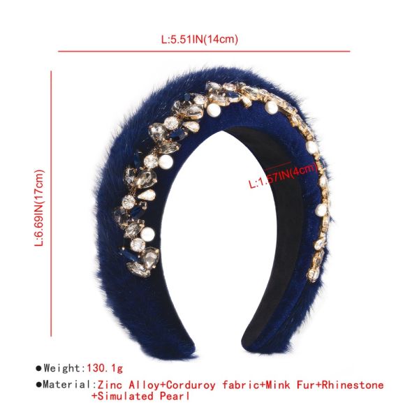 Autumn/Winter hair accessories Fashion mink plush headbands hair hoop luxury color drill wide edge hair headdre