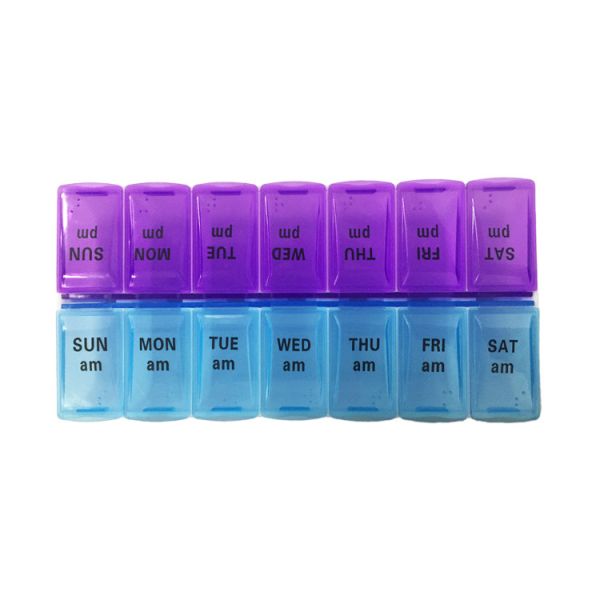 Plastic 7 Days Pill Box  14 Compartment Pill Case