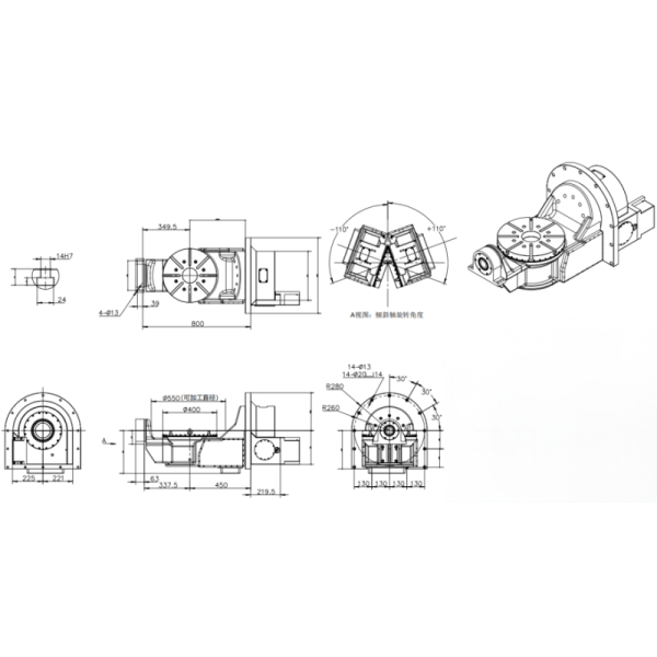 Hybrid 5 Axis Rotary Table with Direct Drive for High Precision Heavy Load High Stability CNC
