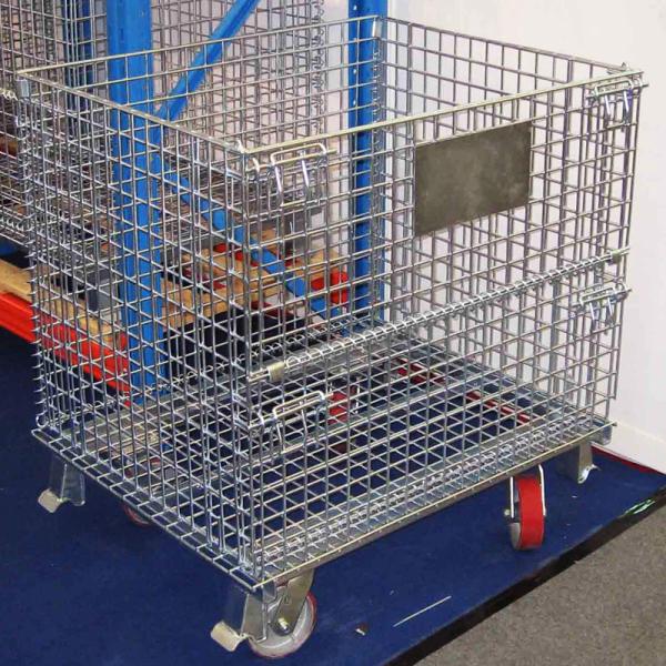 Container de malha de arame galvanizado Caixa de armazenamento dobrável Container de arame