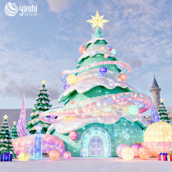 LED Illuminated Christmas Tree Decorative Lanterns, Manufactured by Large-Scale Lantern Factories in Zigong, for Outdoor and Holiday Decoration