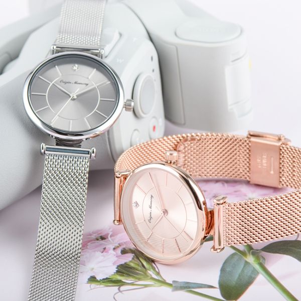 Steel Band OEM Alloy Quartz Watch 32mm Rose Gold Wristwatch For Ladies Quartz
