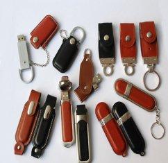 O flash de couro de USB do caso e do metal conduz 006