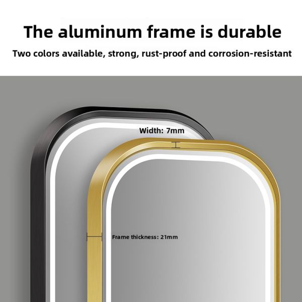 Modern Rectangular Aluminum Alloy Wall-Mounted Bathroom Frame IP44 Rated Wet Environments Touch Switch Washbasin Hotels Villa