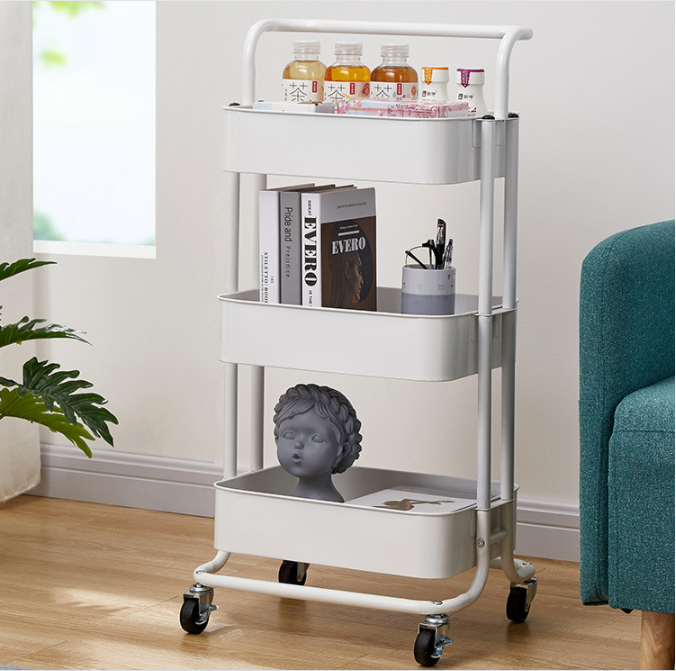 Removable 3 Layers 87cm Height Metal Trolley Cart For Bathroom