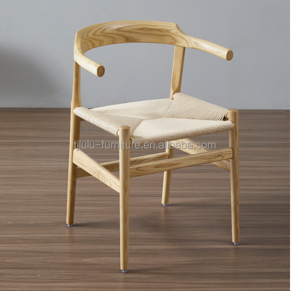 Modern Wooden Dining Chair with Wishbone Design and Antique Rope Seat