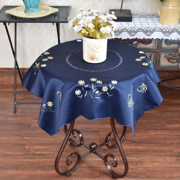 Chemical Fiber Embroidered Linen Tablecloth , Country Style Square Cotton Tablecloth