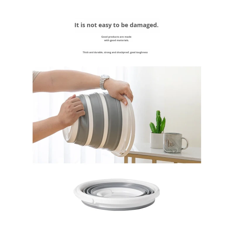 Plastic Collapsible Large Capacity Bucket Portable Square Shape Retractable Folding Bucket with Towel for Home Outdoor