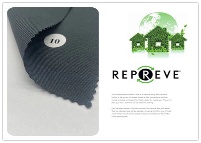 92% Recycled Polyester 8% SP 150D 2/2 Twill Thick 4 Way Stretch Fabric 226GSM Waterproof Outdoor Fabric