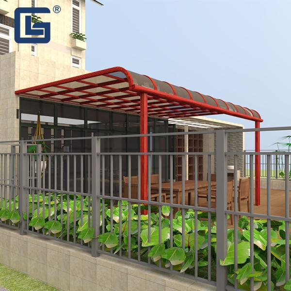 Anti UV Polycarbonate Lean To Canopy Outdoor Metal Awnings For Commercial Buildings