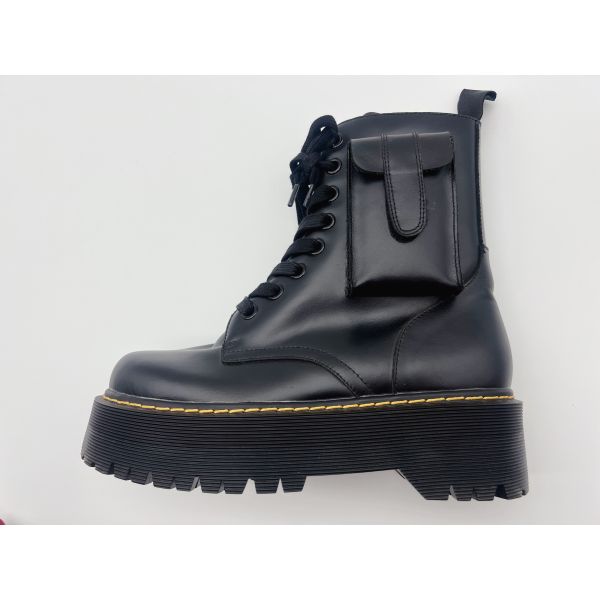 Cow High Ankle Leather Shoes Womens Black Waterproof Work Shoes