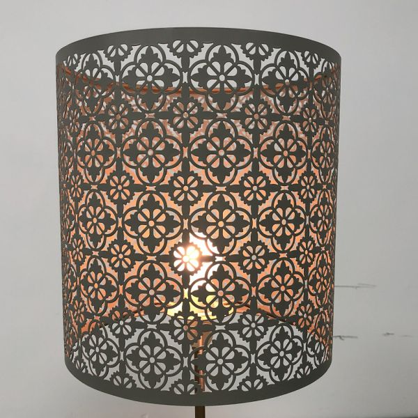 Tall Drum Decorative Metal Lamp 21*28cm Round Grey Painted