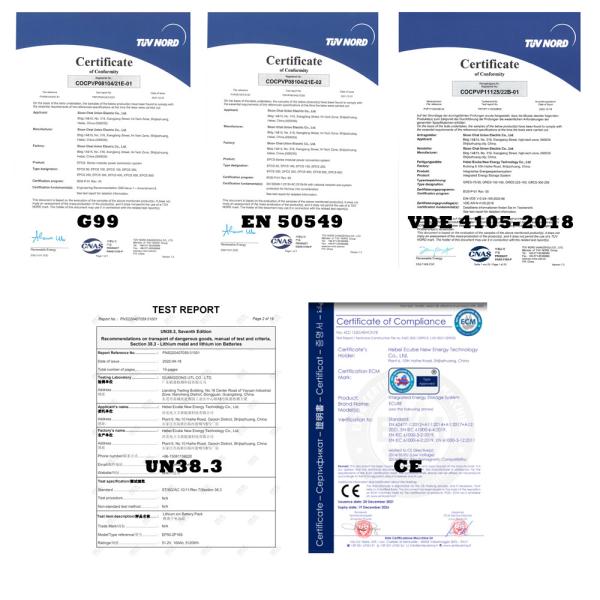 EN50549 Certified Industrial And Commercial Energy Storage With 3 Levels Active BMS