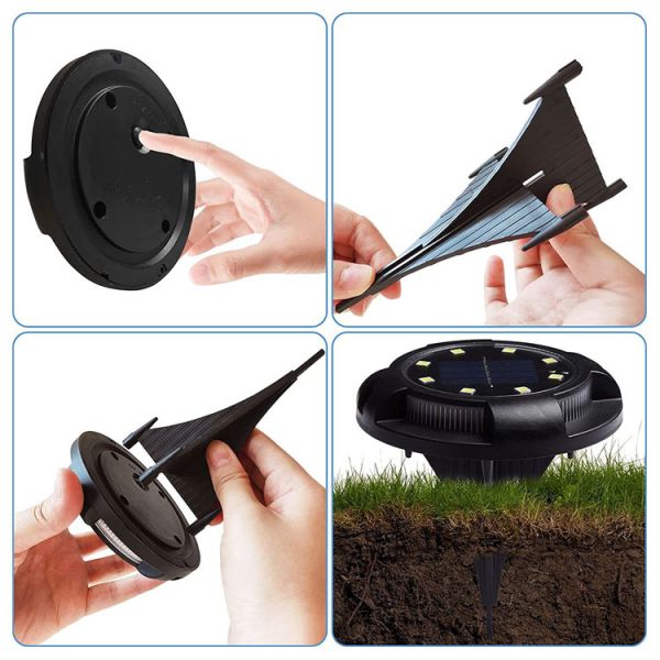 Solar Powered Disk Lights for Landscape Pathway Patio Waterproof LED Outdoor Garden