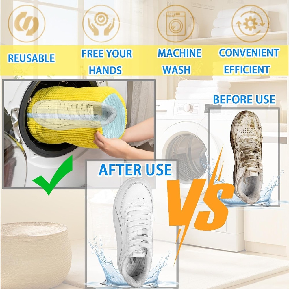 Reusable Shoe Washing Bag with Self-locking Zipper for Machine Laundry