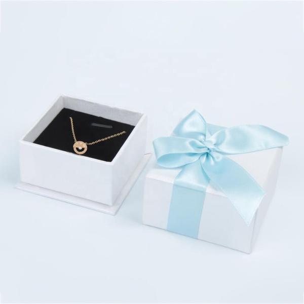 Paper Ring Necklace Crystal Jewelry Box Package White Color Customized