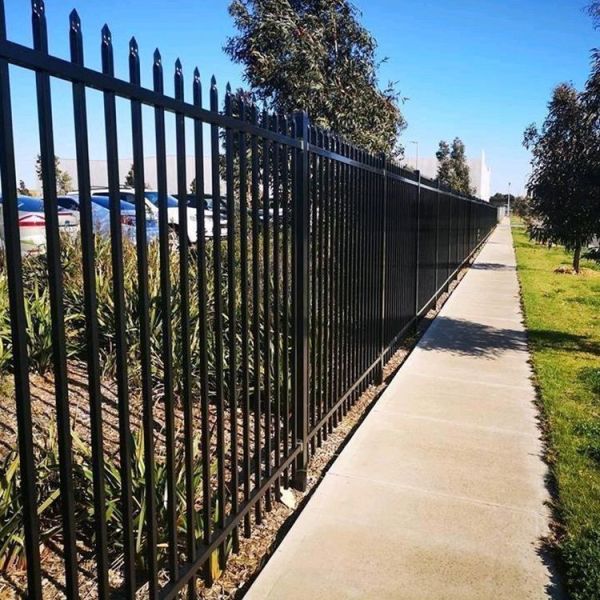 Modern Zinc Steel Metal Picket Fence Black Galvanized 6x8 Security Wrought Iron Flat Top Steel Fence