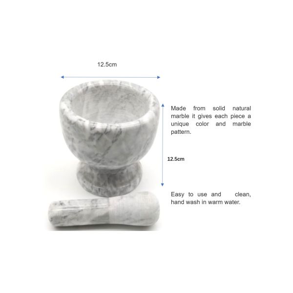 Marble Stone Mortar And Pestle Pill Crusher Grinder Herb Bowl Food Safe