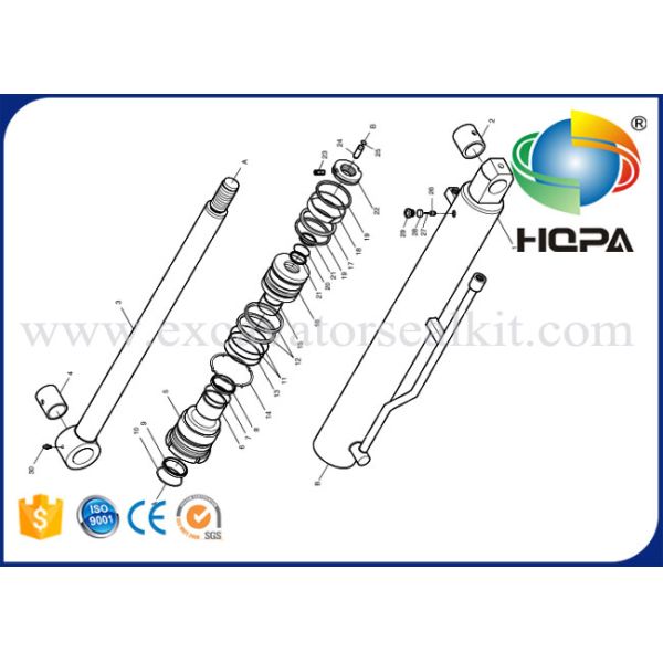 Doosan Excavator Arm Hydraulic Cylinder Packing Seals For 2440-9253BKT 2440-9116AKT 401107-00291