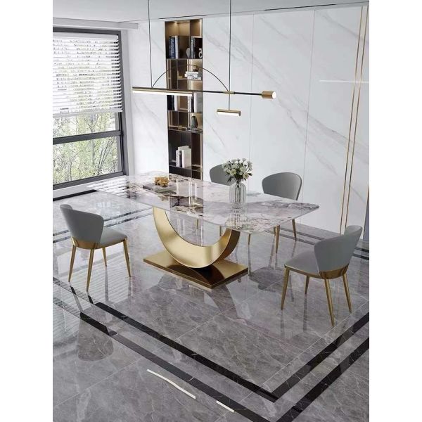 Modern Rectangular Dining Table Chair Sets Nordic Marble Top Dining Set