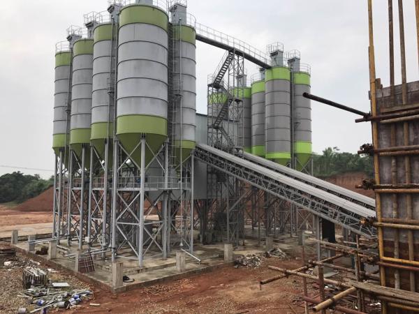 Stationary Silo Readymix Cement Concrete Batching Plant Heavy Duty Wear Resistant