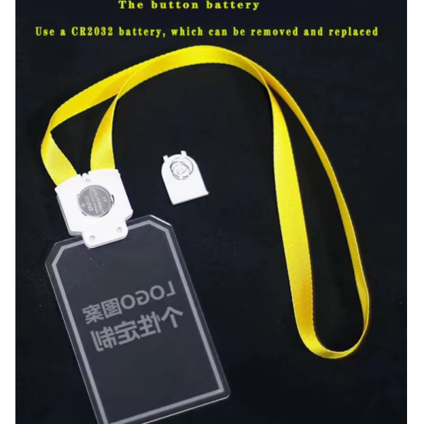 Custom Acrylic LED Light Up Name Tag Badge With Lanyard Bar Concert Festival Work ID Business Card